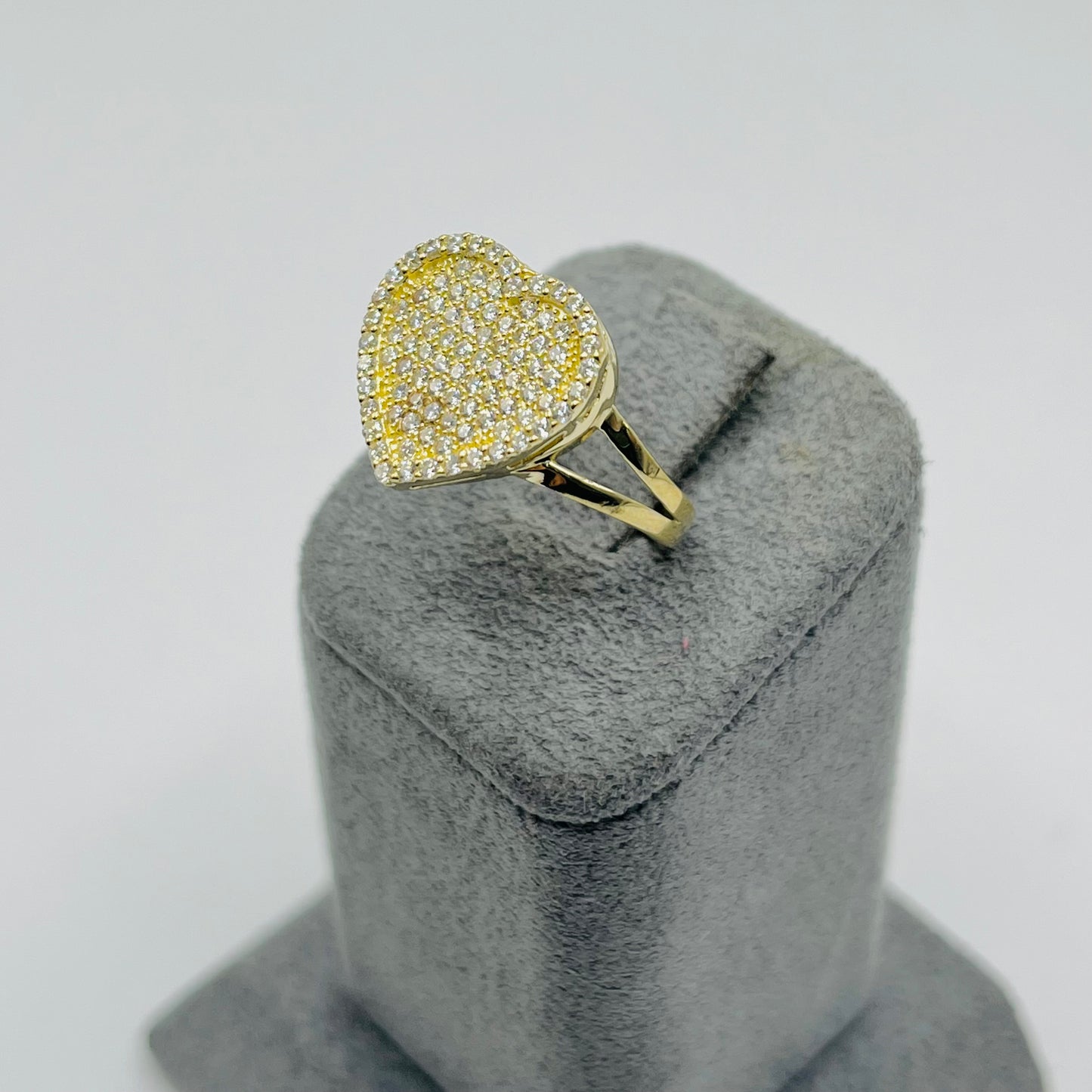 10k Gold Flat Cz White Heart Ring (S)