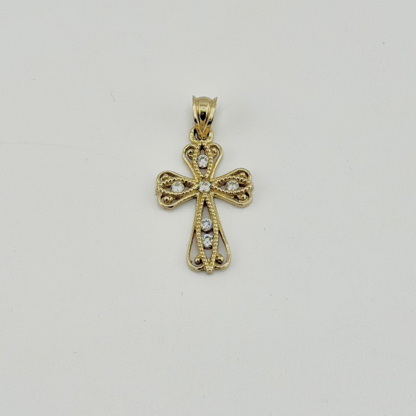 10k Gold Cz Promise Cross Charm