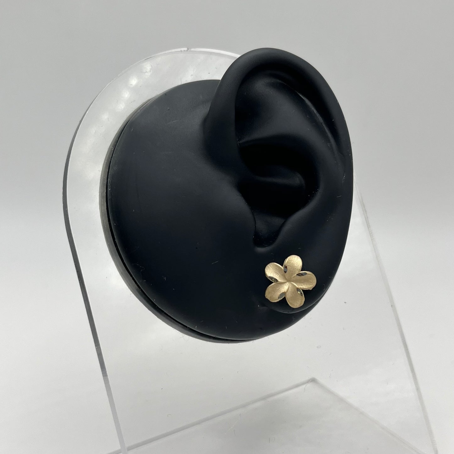 14k Stone Finish Hibiscus Earrings
