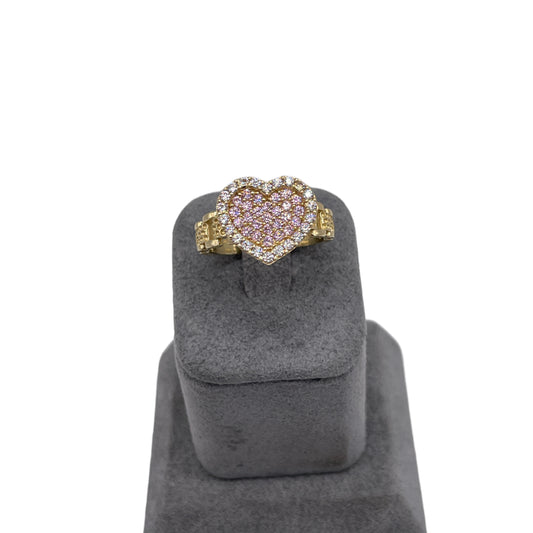 10K Gold RX Pink Heart Ring 6mm band (med)