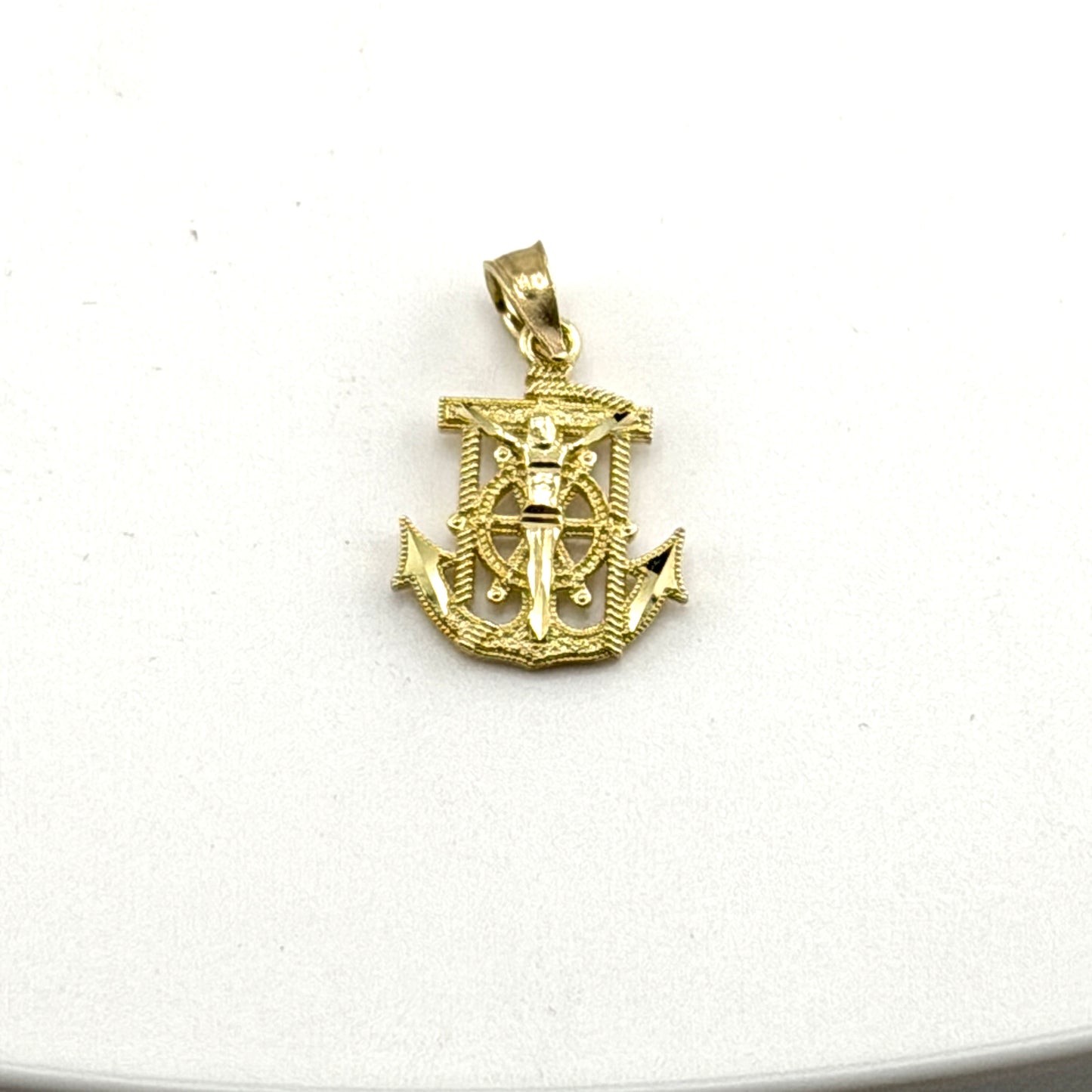 10K Gold Necklace Set - Small Anchor Charm with Chain