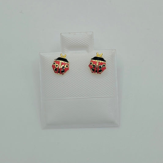 10k Gold Ladybug Earrings (Screwback)