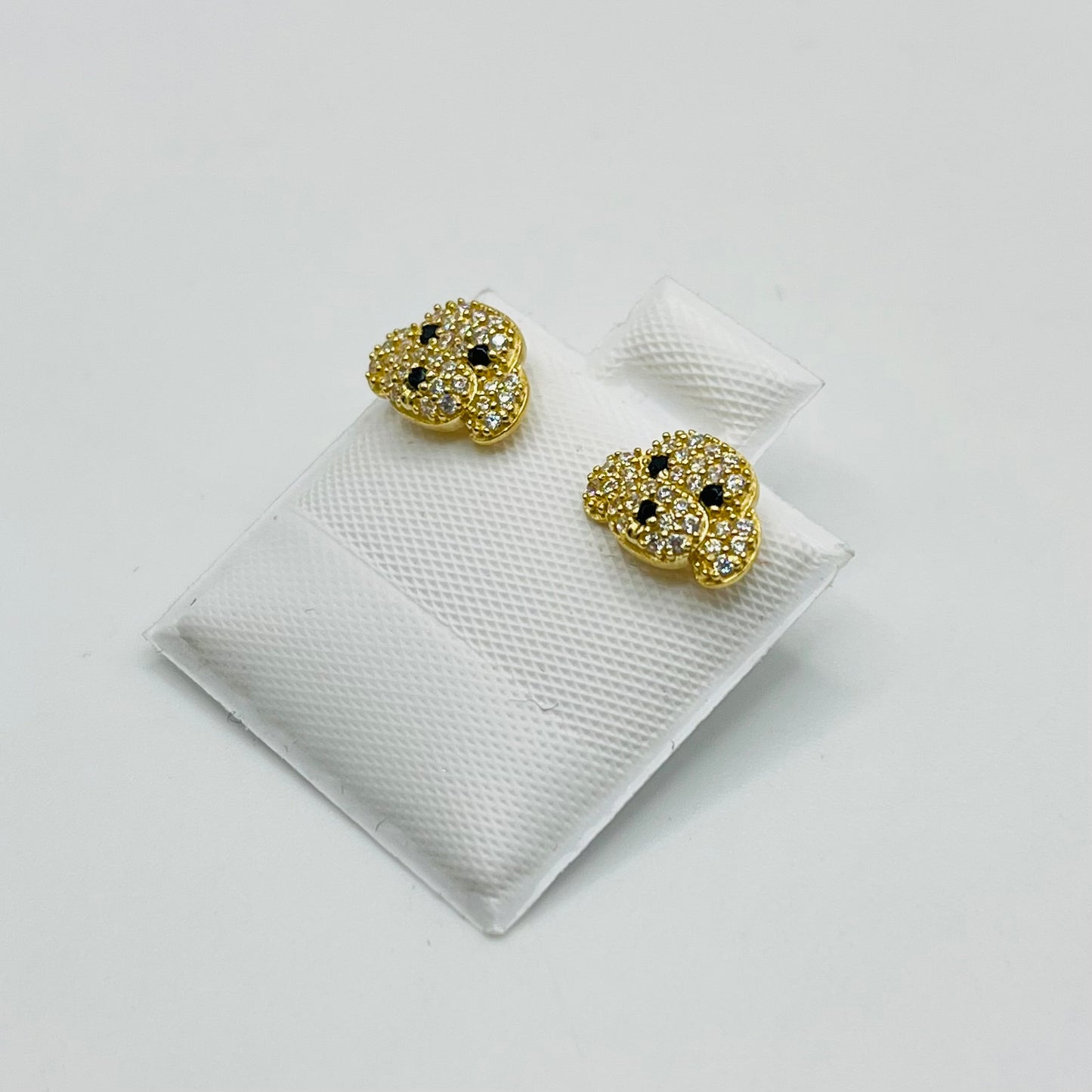 10k Gold Cz Dog Earrings