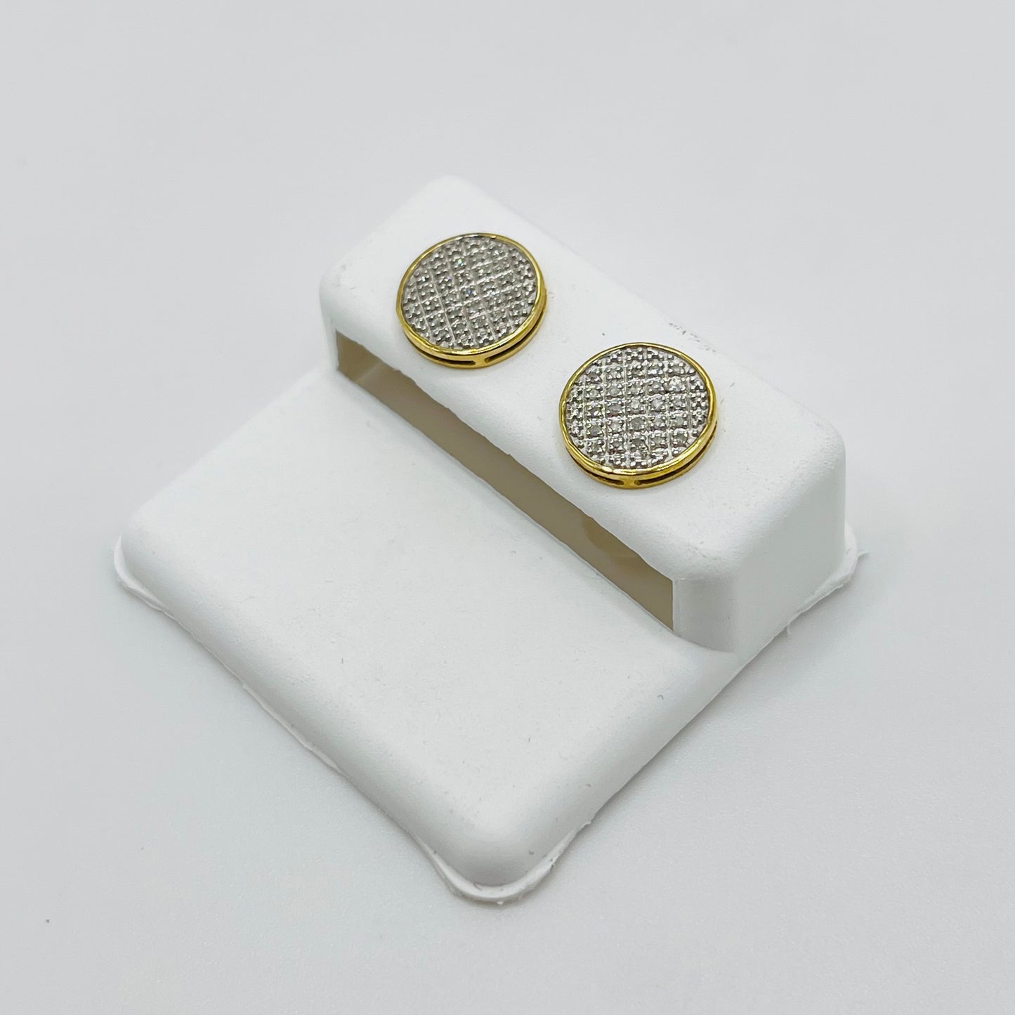 10k Gold Diamond Round Flat Earrings (Screwback)