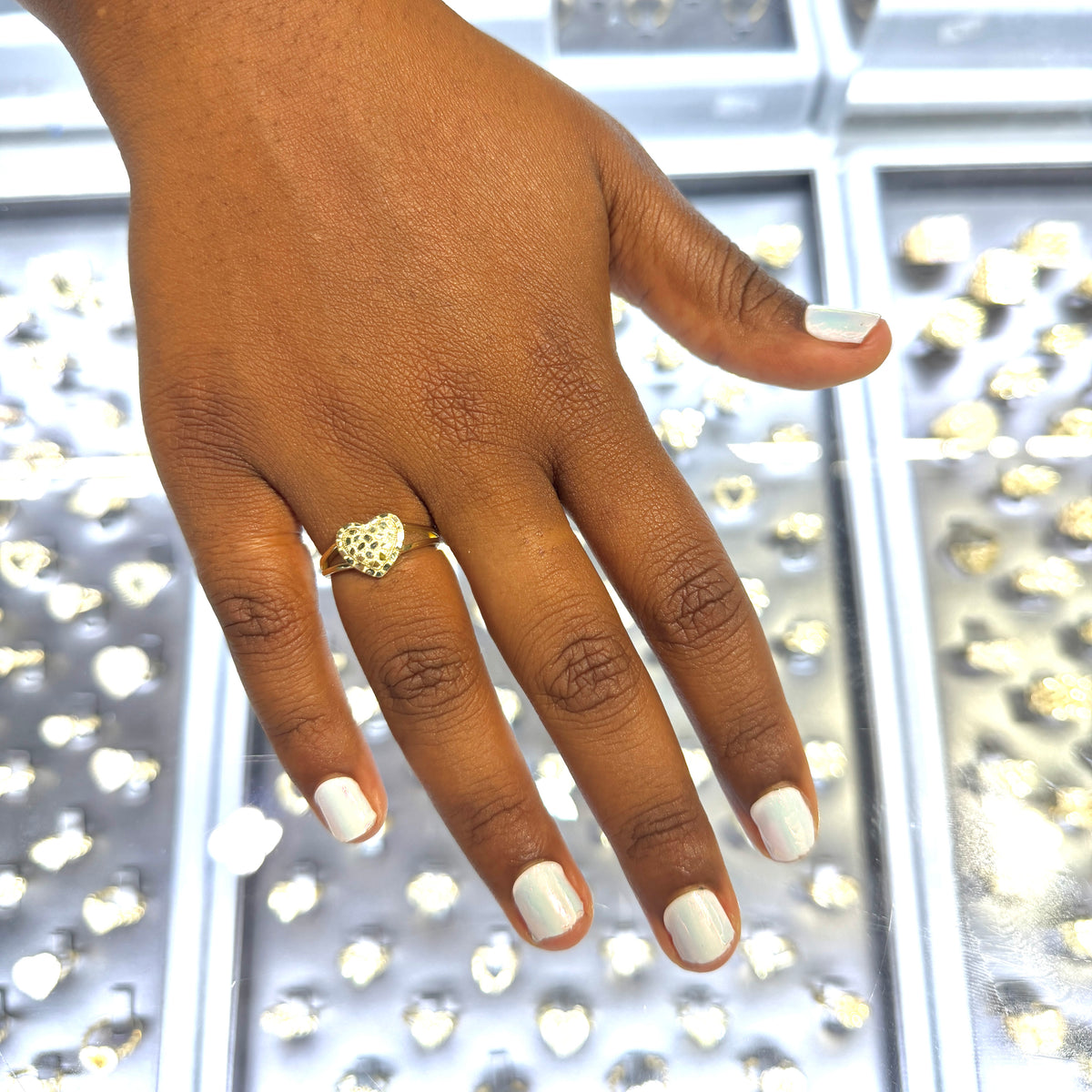 10K Gold Deluxe Heart Nugget Ring