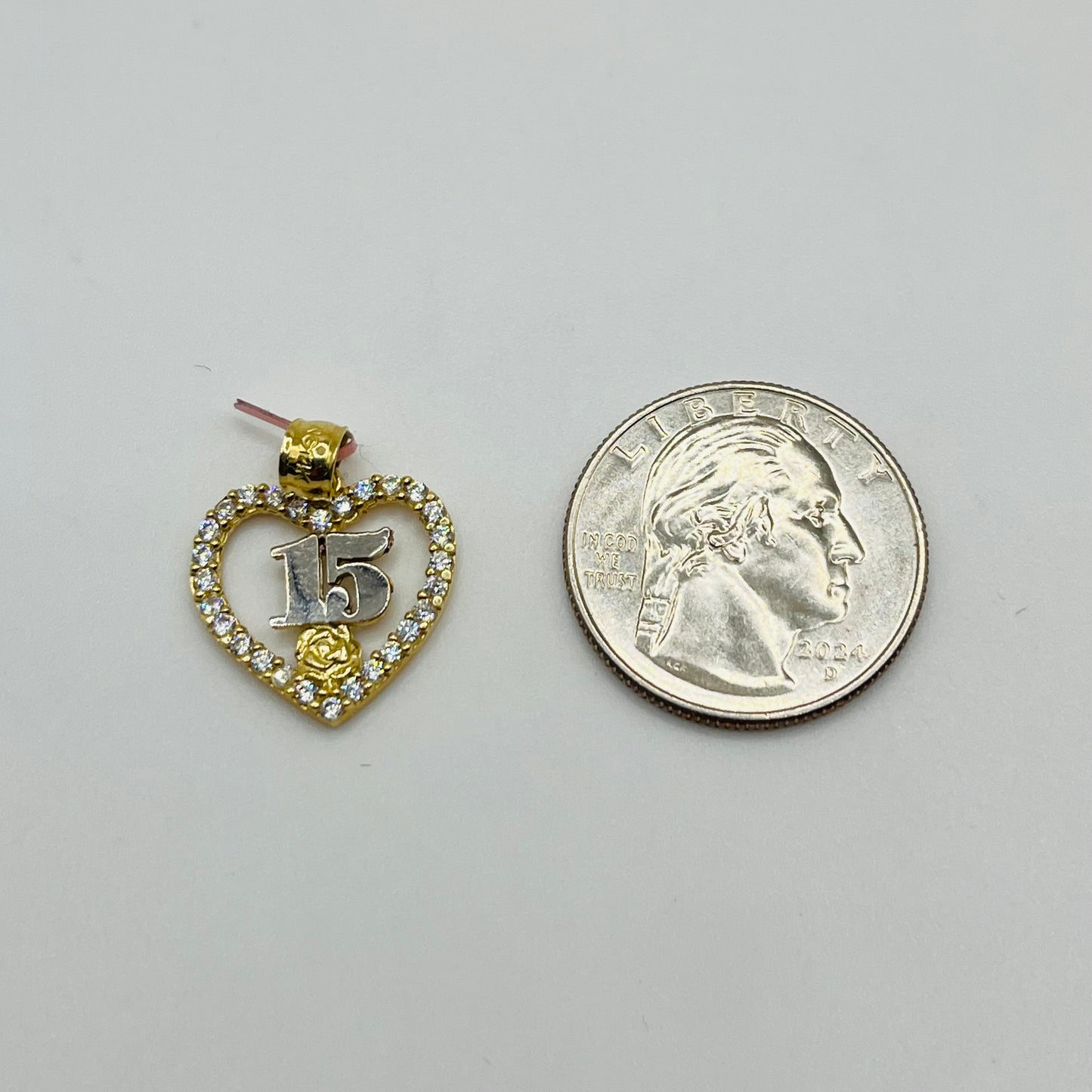 14k Gold Two Tone One Rose Quince Charm