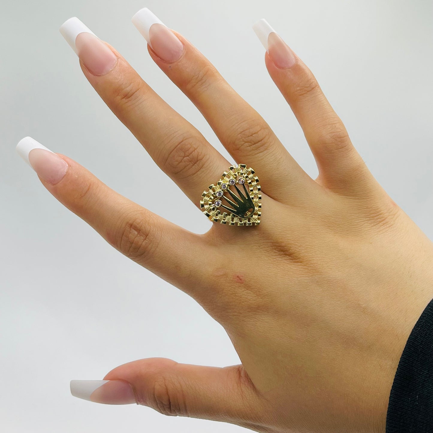 10K Gold RX Heart Ring with Pink Crown (large)