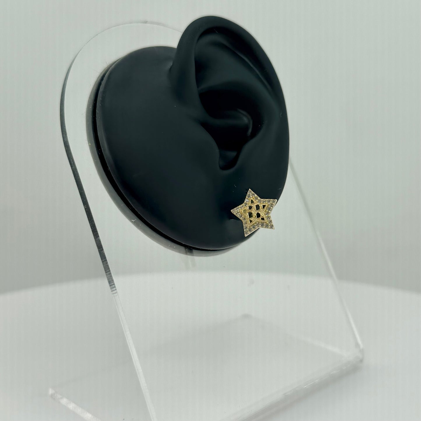 10k Gold Cz Border Star Nugget Earrings