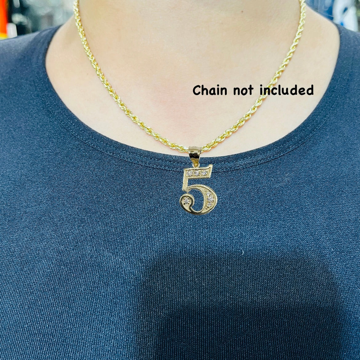 10K Gold CZ Number Charms