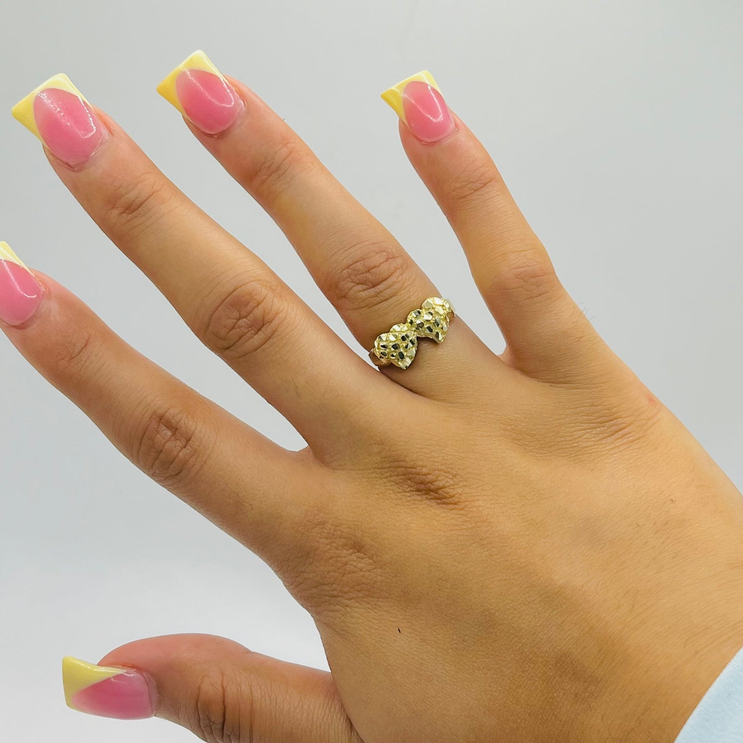 10k Gold Double Heart Nugget Ring