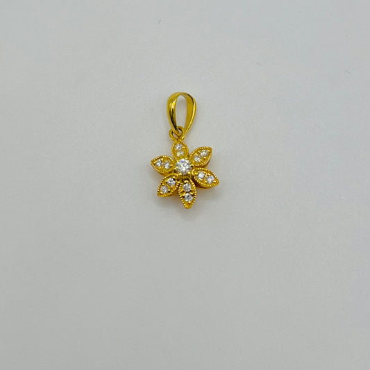 14k Gold Diamond Flower Pendant
