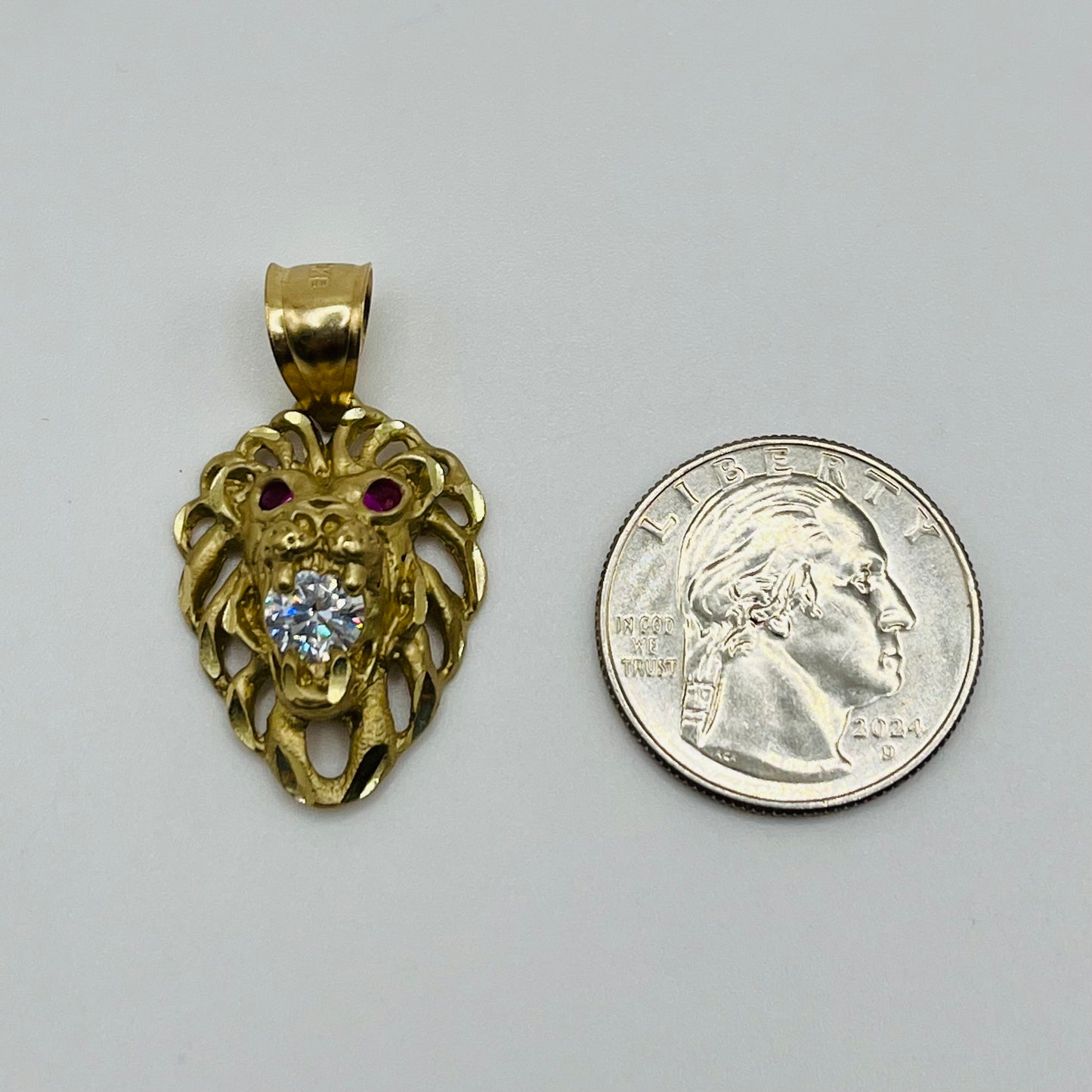 10k Gold Lion Cz Charm
