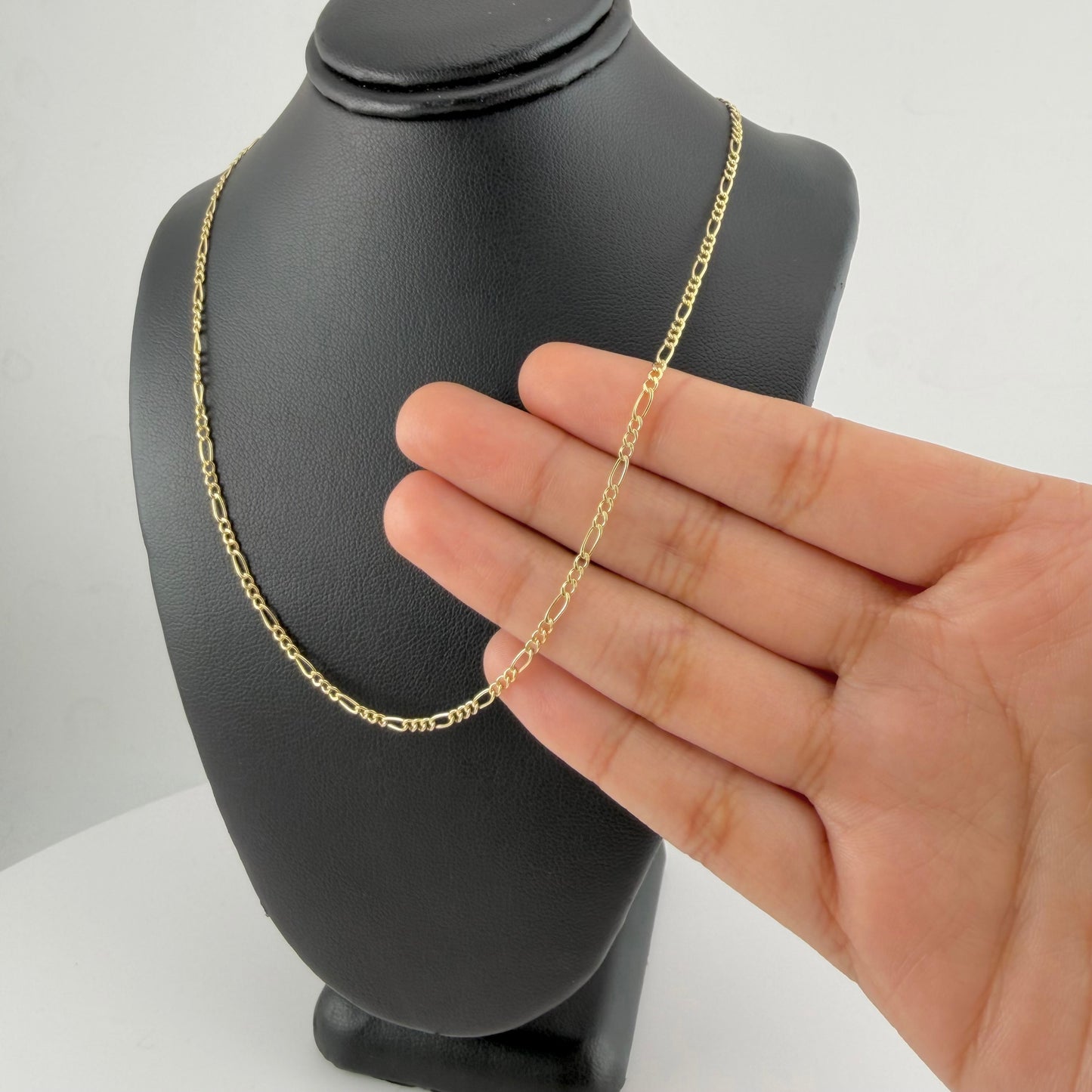 10k Gold 2mm Hollow Figaro Chain