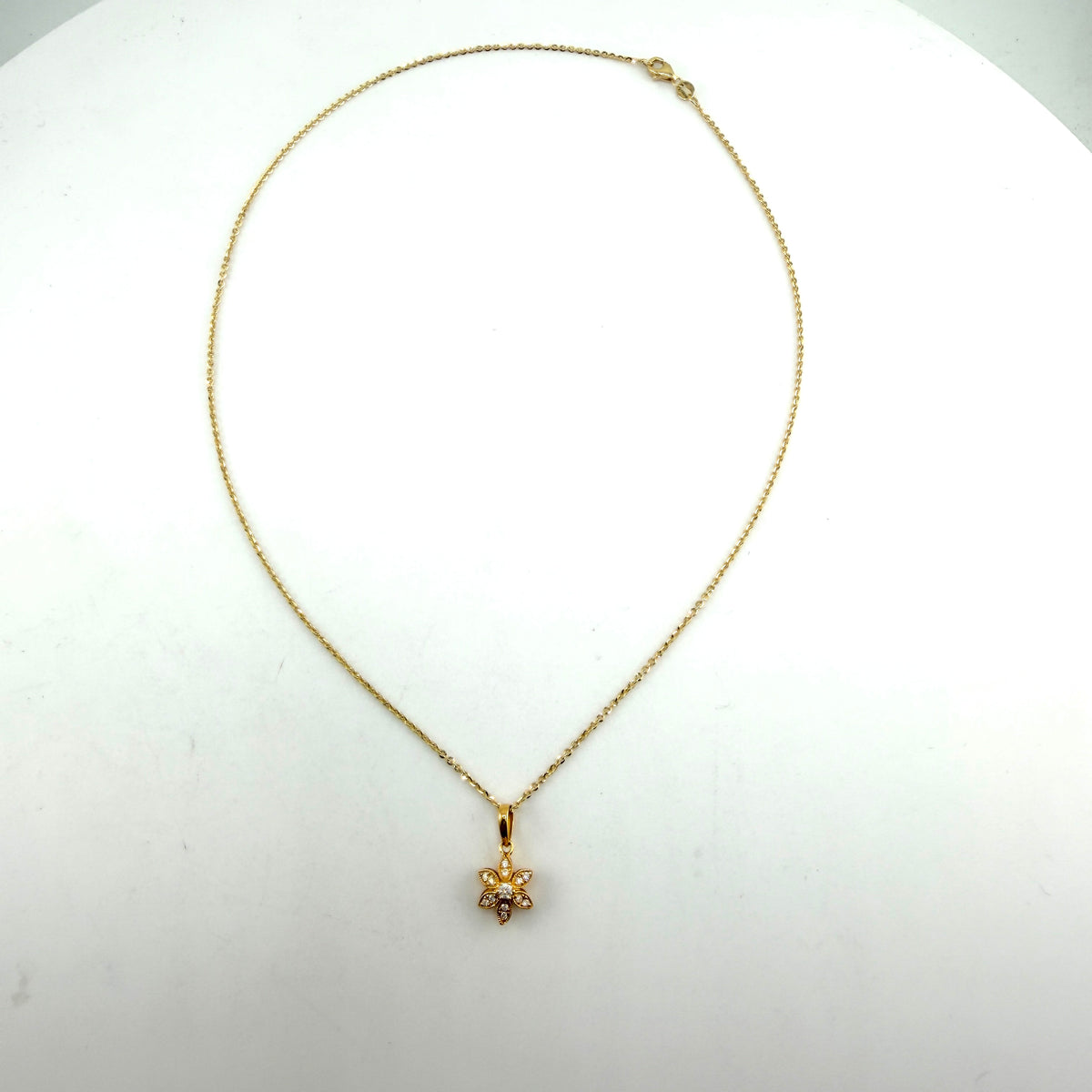 14k Gold Natural VS Diamond Flower Pendant Necklace Set
