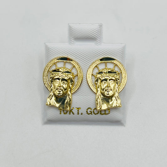 10k Gold Halo Jesus Earrings