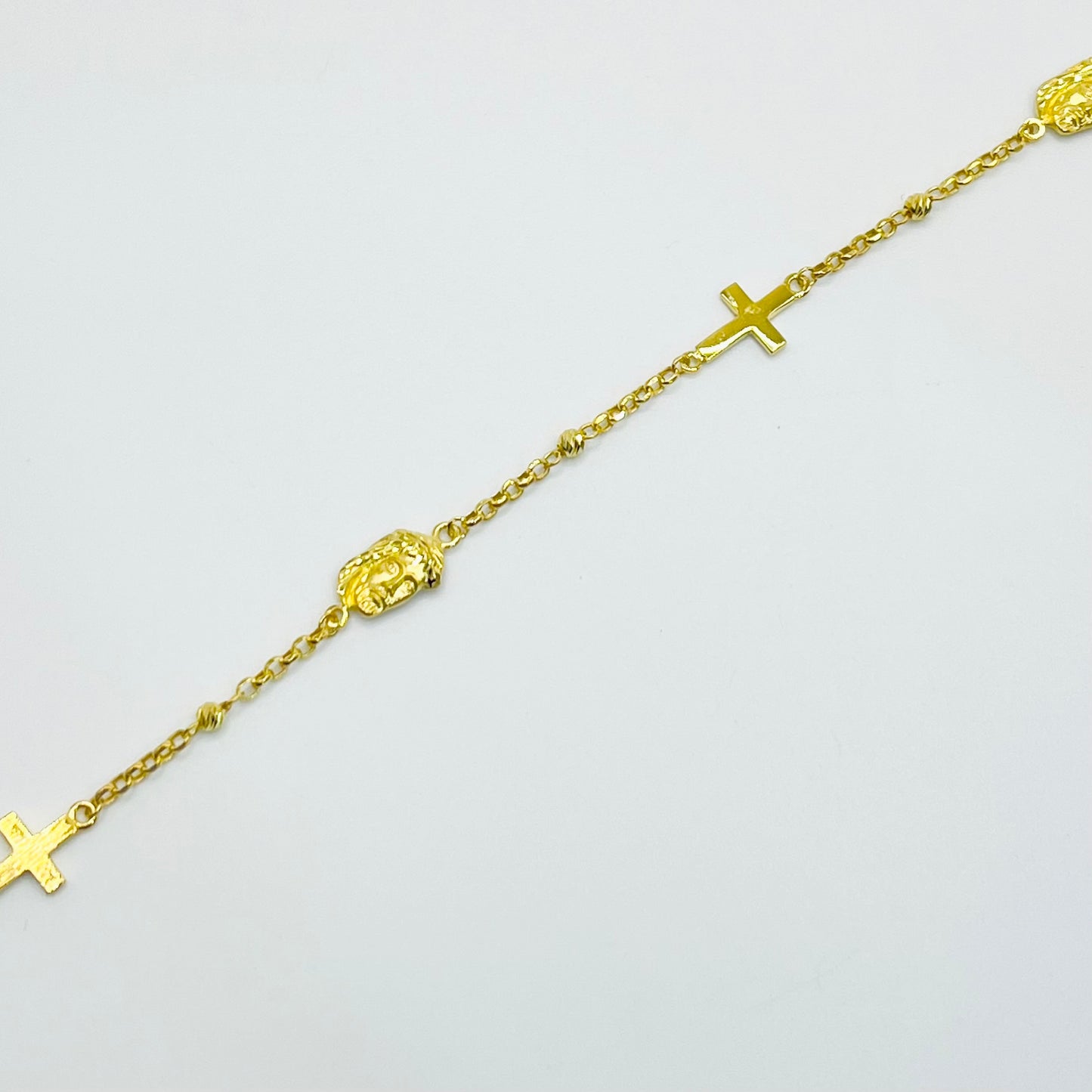 10K Gold Designer Bracelet - Jesus and Cross