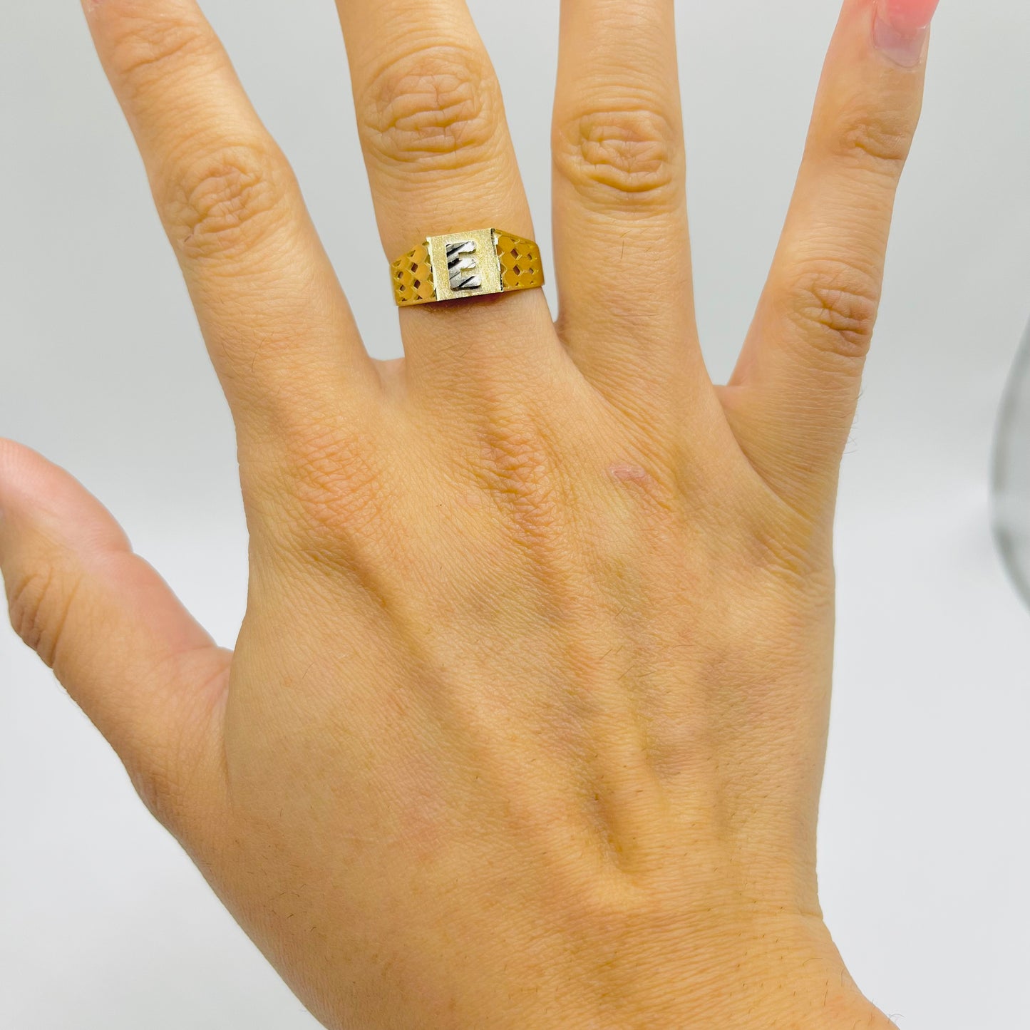 10K Gold Square Initial Ring (small)