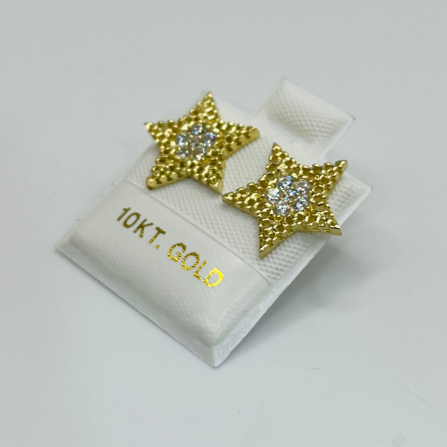10K Gold CZ Star with RX Border Earrings