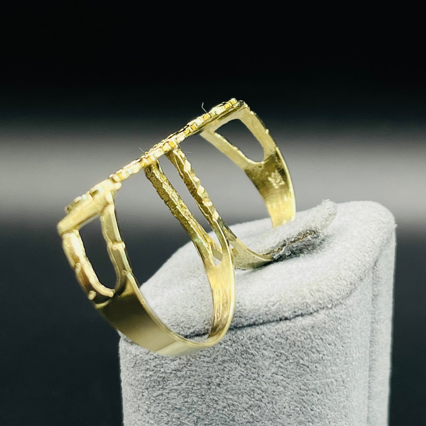 10K Gold Money Signs Two Finger Ring