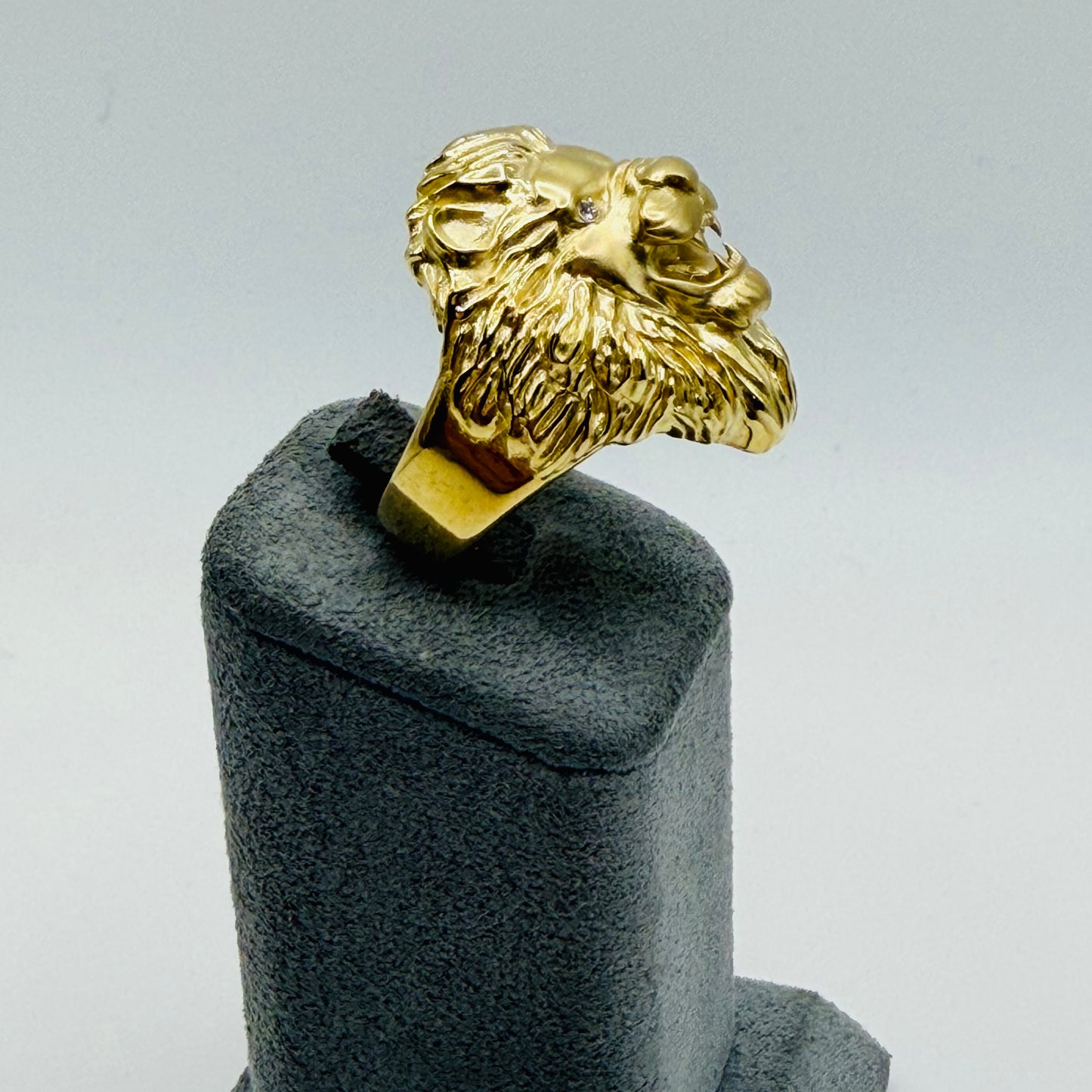10k Gold Lion with Cz Eyes Ring