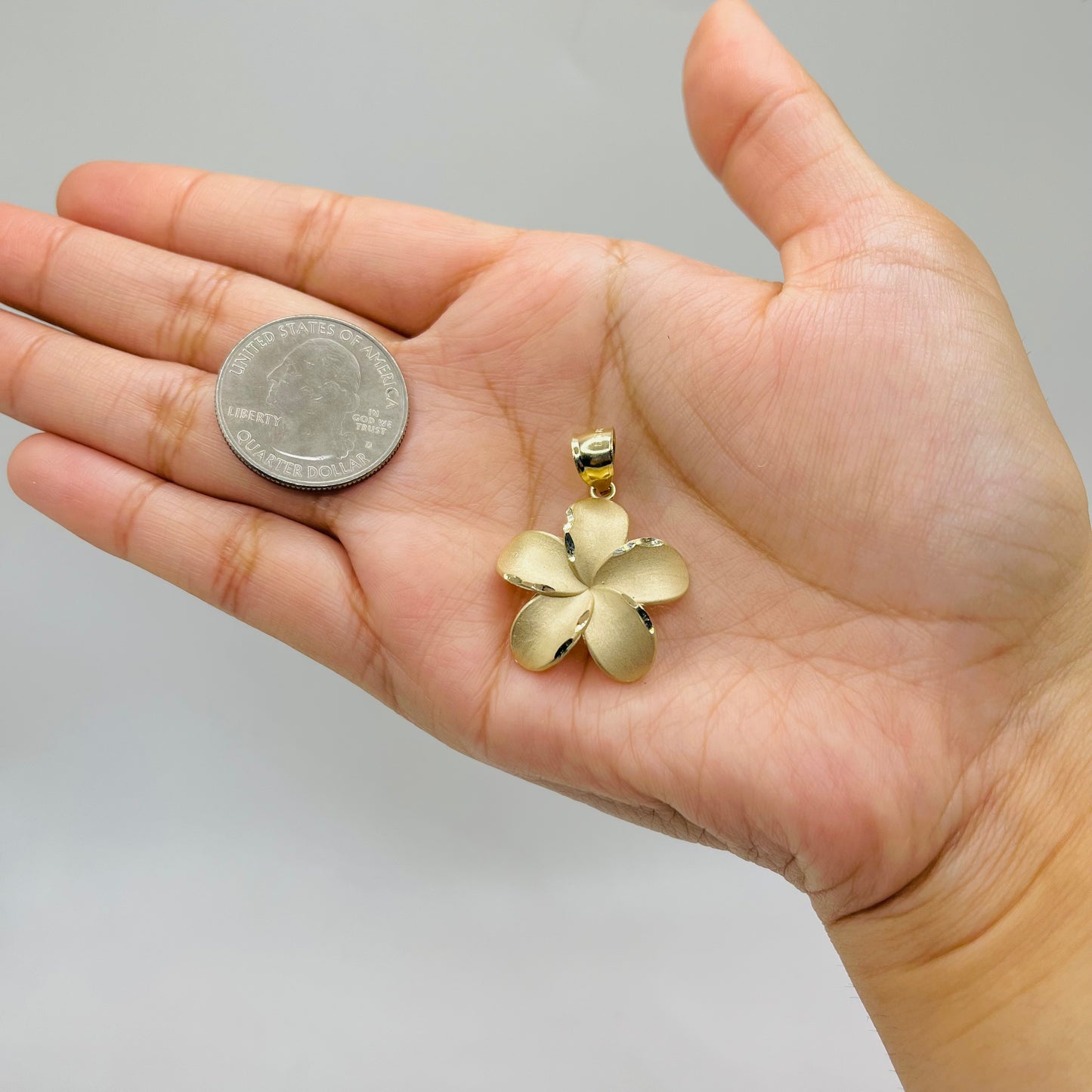 10k Gold Satin Hibiscus Charm (L)