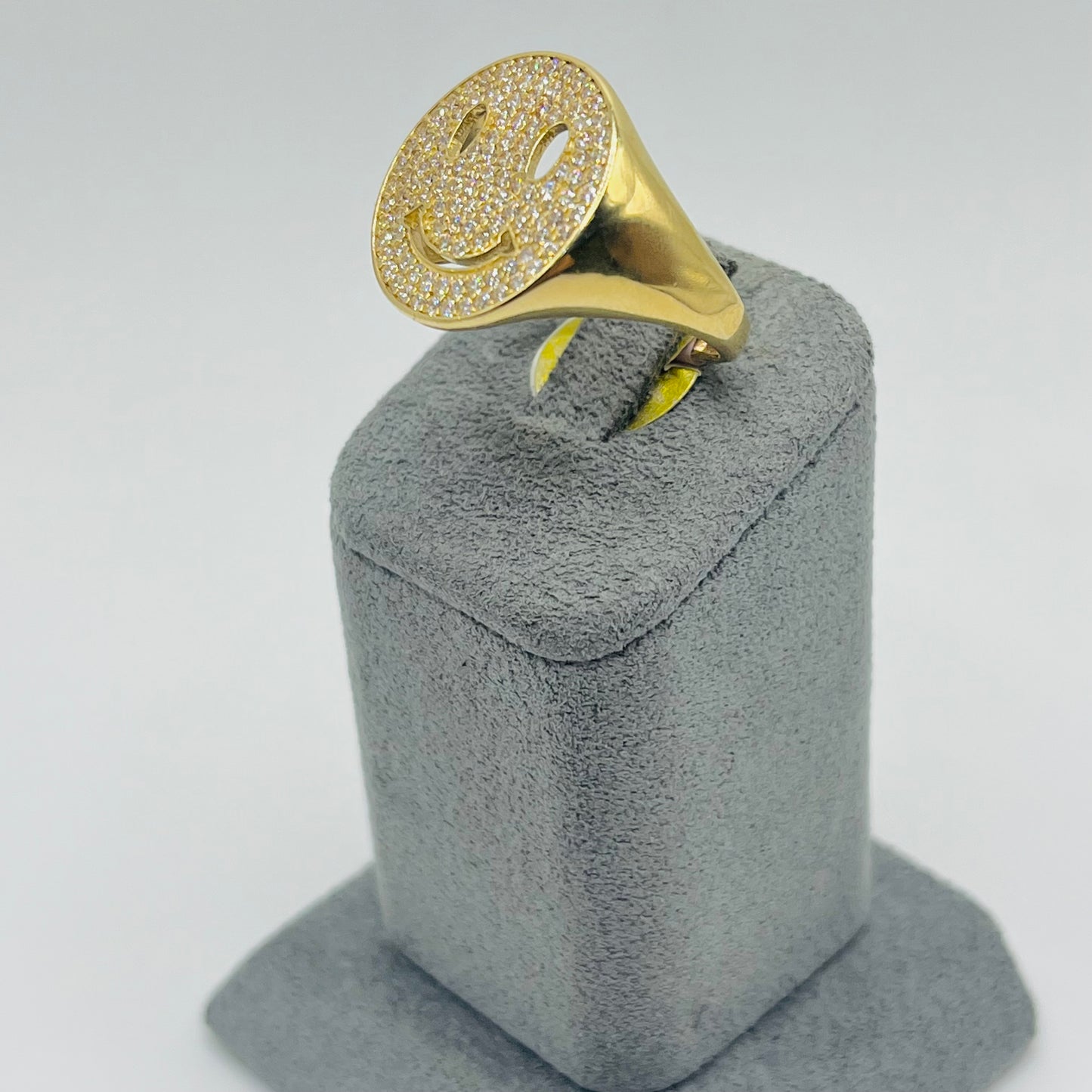 14k Gold Cz Smiley Face Ring