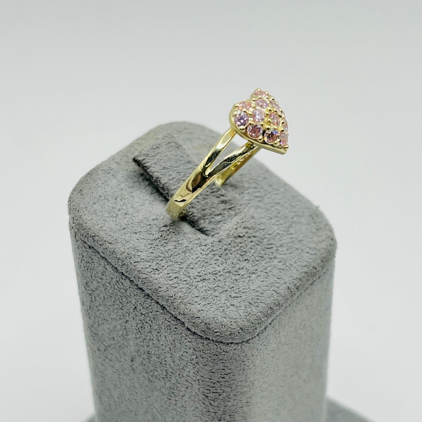 10k Gold Spring Heart Ring Cz Pink