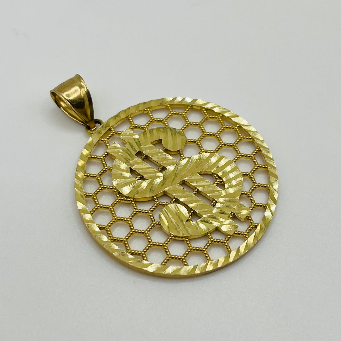 10k Gold Round Money-sign Charm
