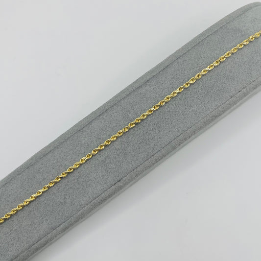 10K Gold 1.8mm Hollow Rope Bracelet