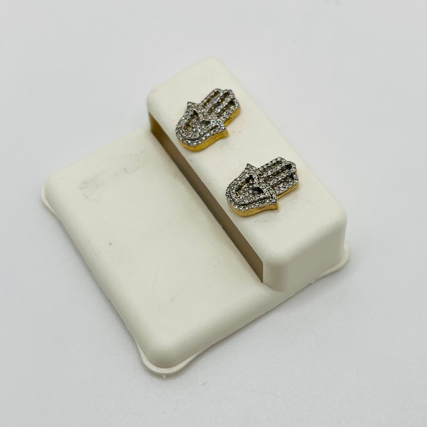 10k Gold Diamond Hamza Earring Studs