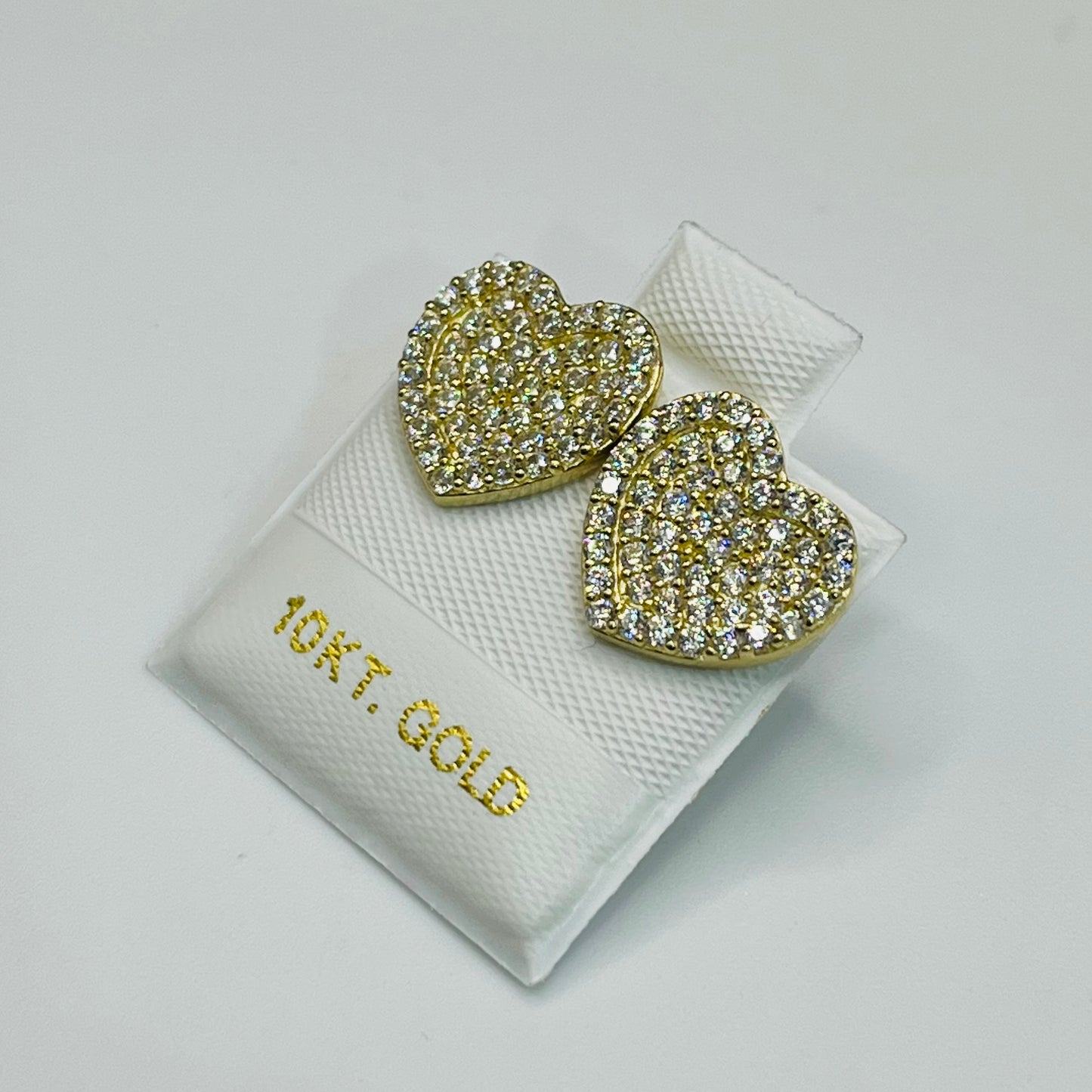 10k Gold Cz White heart Earrings