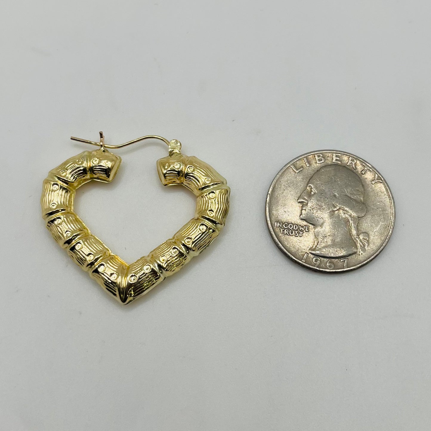 10k Gold 1.3" Heart Bamboo Hoops (Lightweight)
