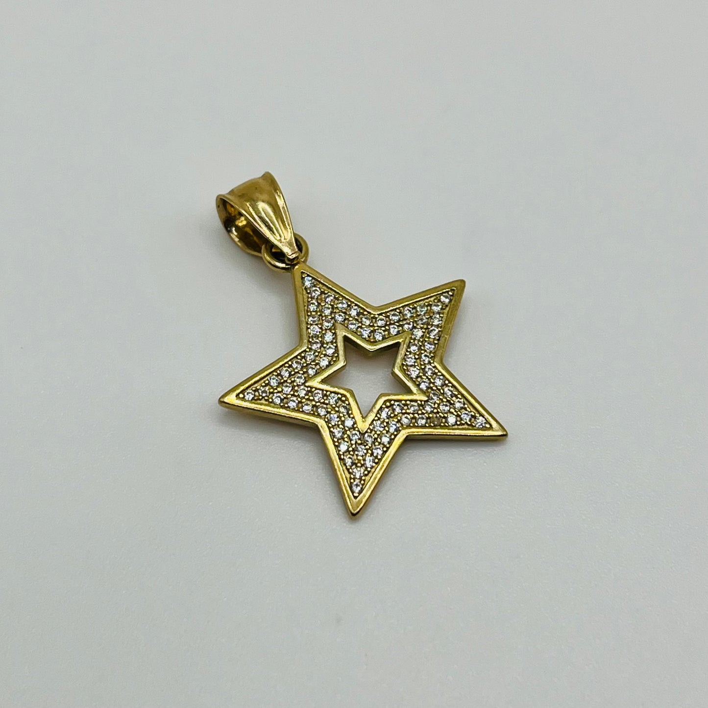 10k Gold CZ Open Star Charm