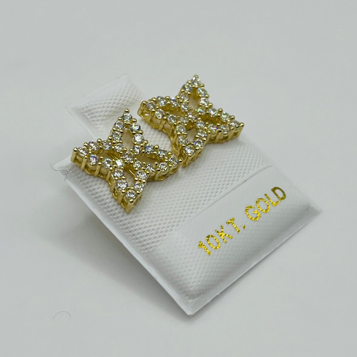 10k Gold 4 Point CZ Earrings
