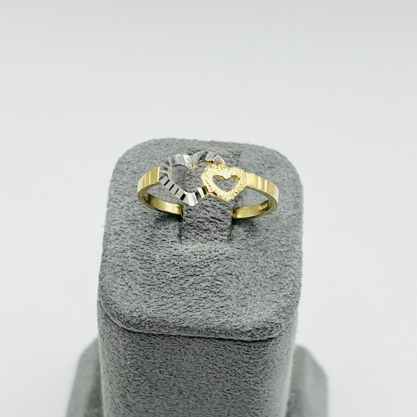 10K Gold Two Tone Interlocking Heart Ring