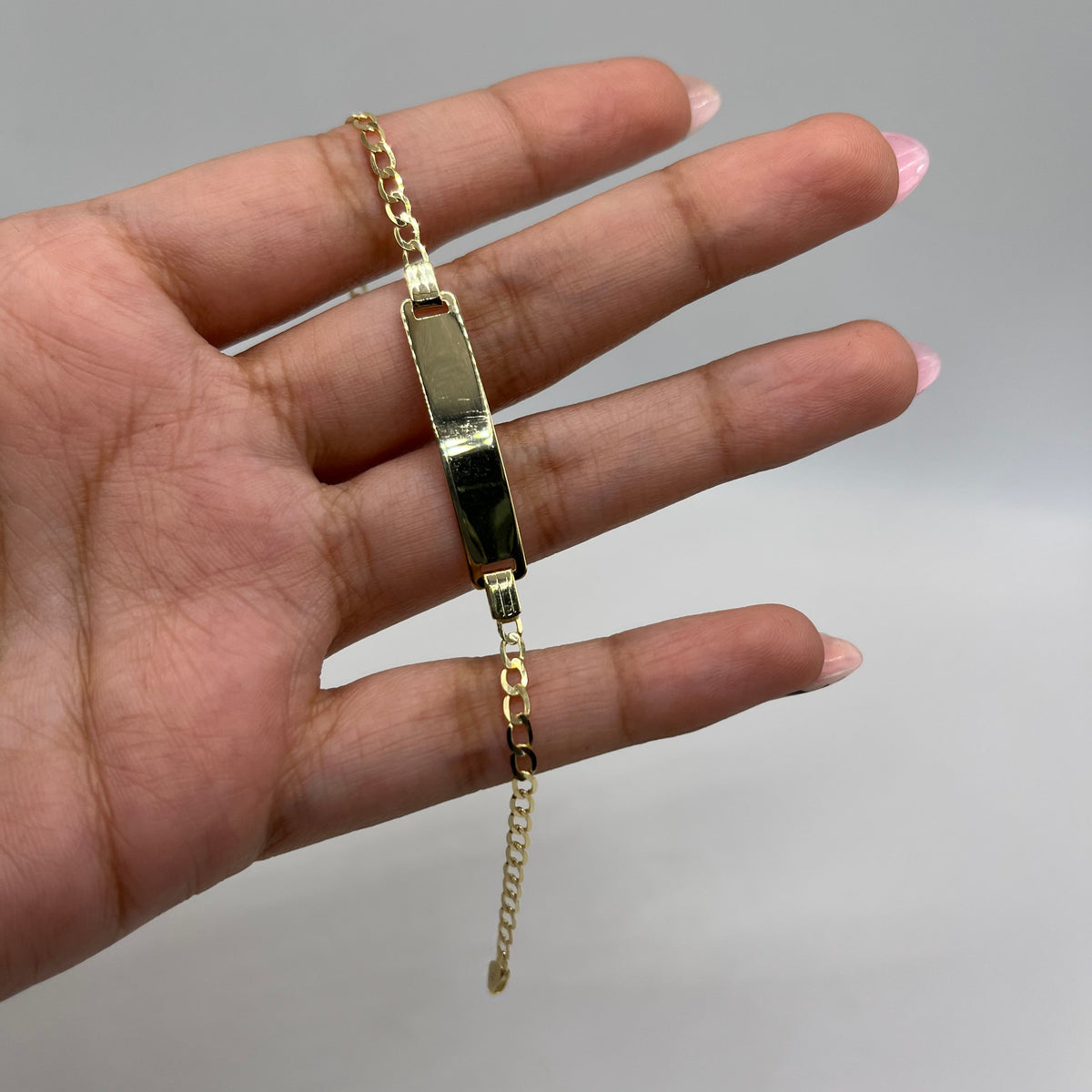 10K Gold 2.5mm Solid Cuban ID Bracelet