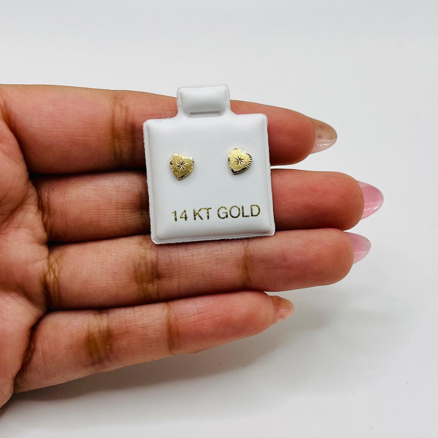 14k Gold StarLight Matte Baby Heart Earrings