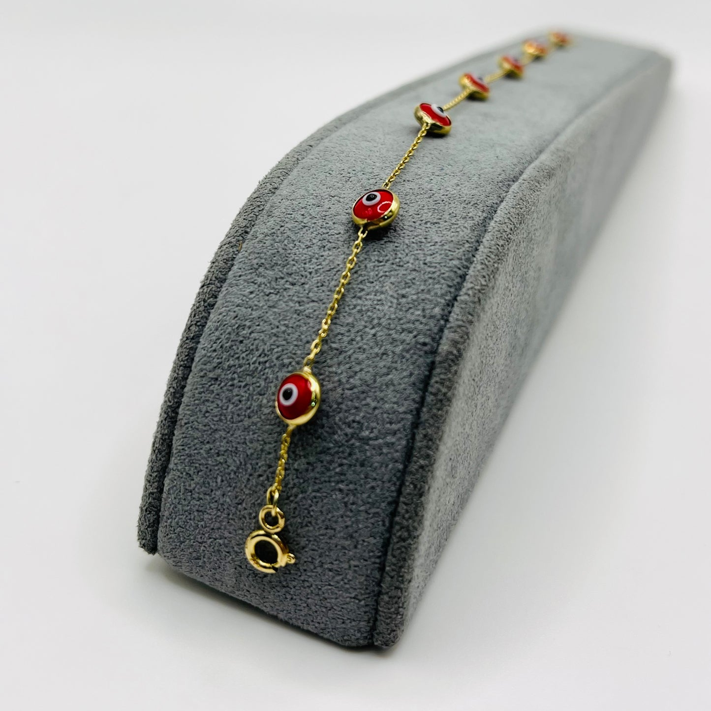 10K Gold Designer Bracelet - Red Evil Eye