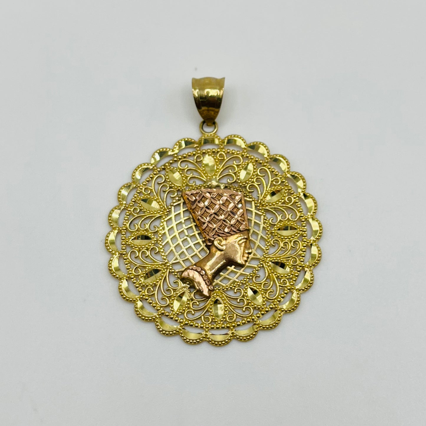 10k Gold Round Rose Gold Nefertiti Charm