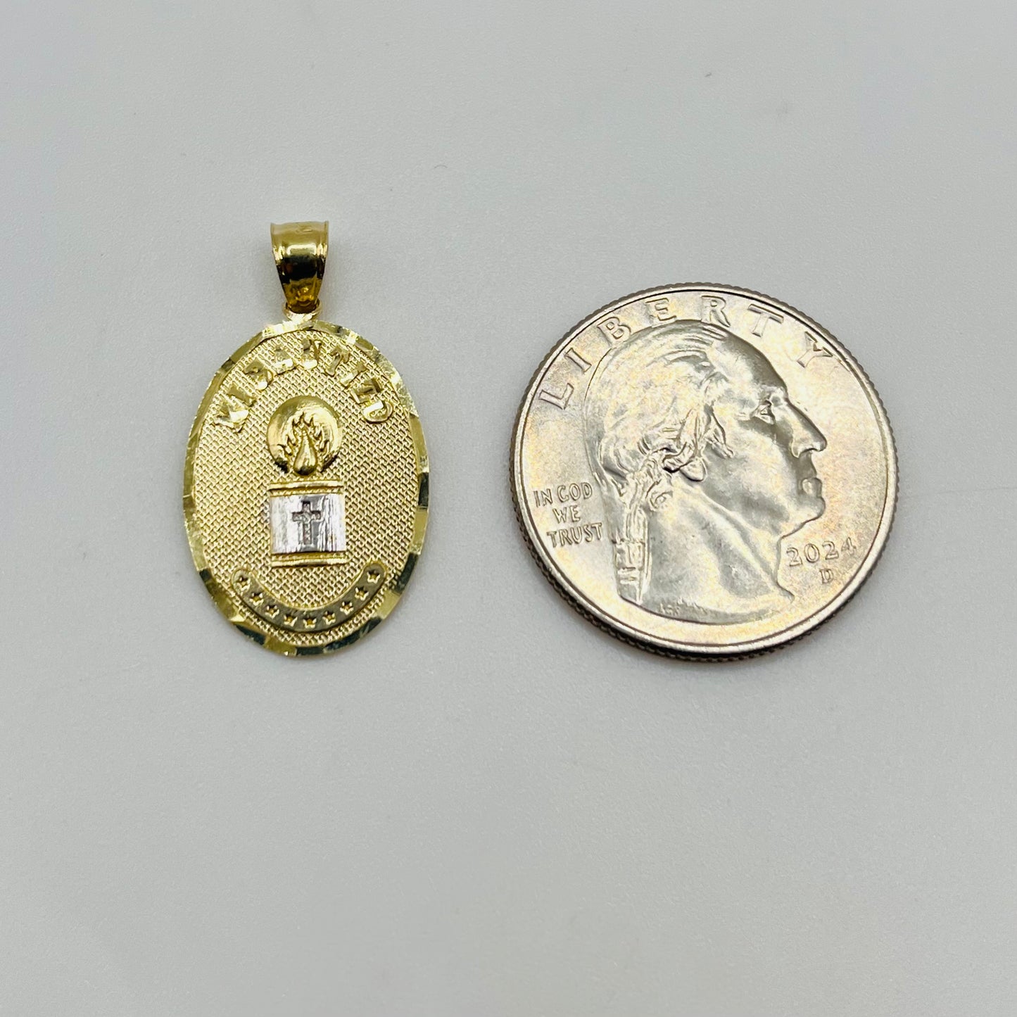 14k Gold Mi Bautizo Two Tone Charm