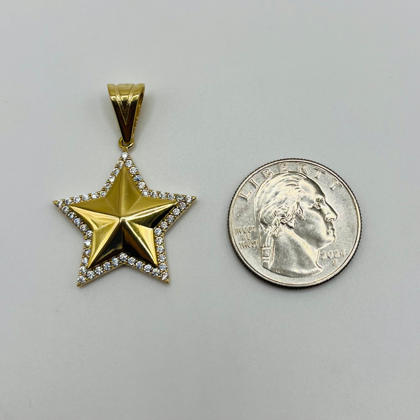 10k Gold CZ Outlined Star Charm