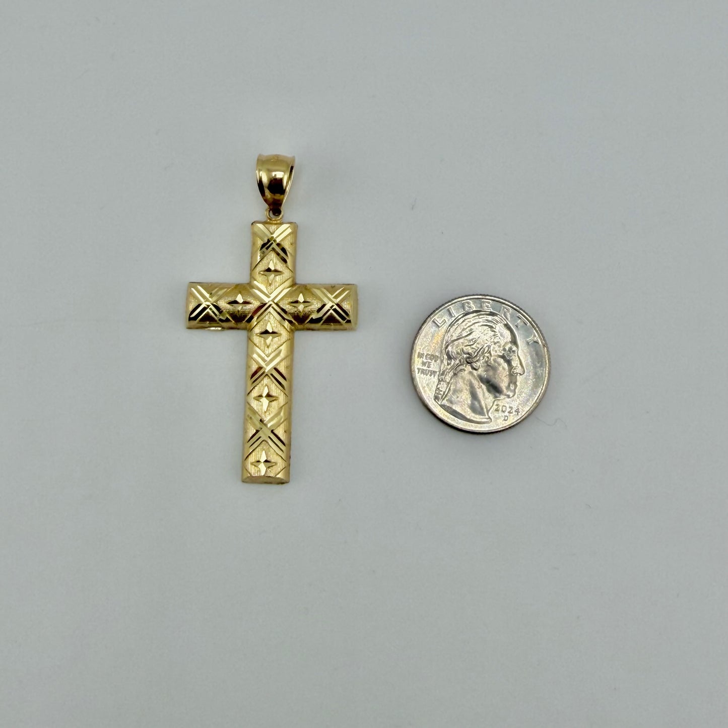 14k Gold Dc Solid Cross Charm