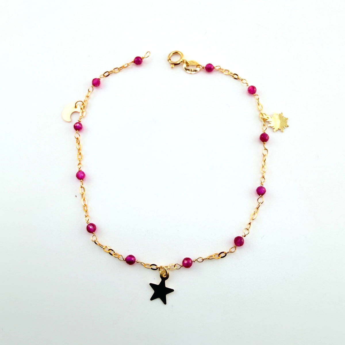10K Gold Dainty Charm and Gem Bracelets