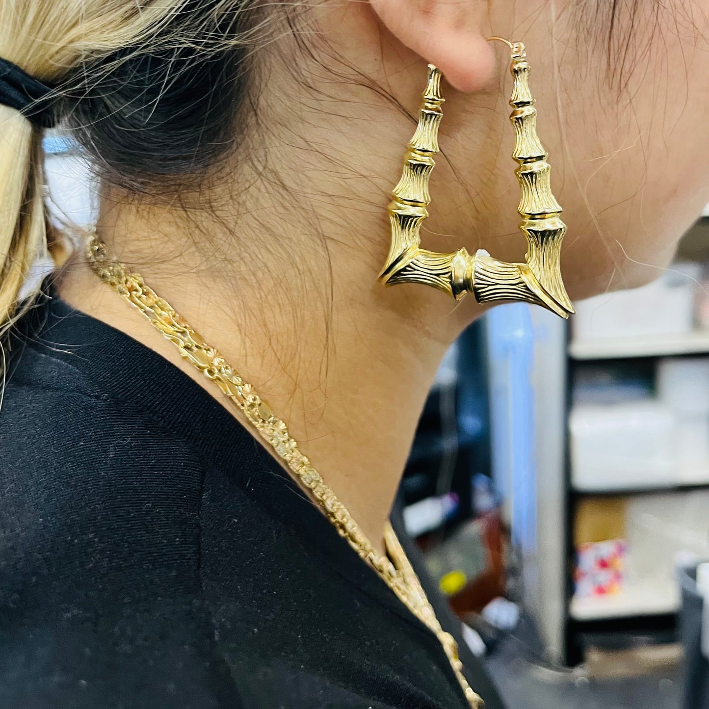 10k Gold Door Knocker Hoops (1.75")