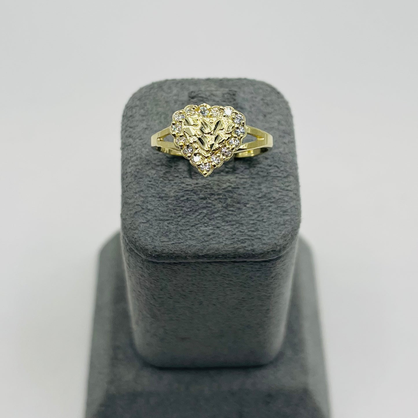 10k Gold Cz Nugget Heart Ring (S)
