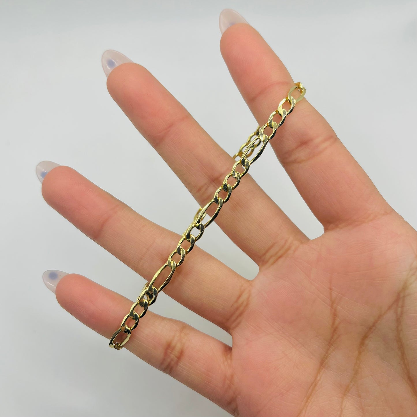 14K Gold 4.5mm Hollow Figaro Bracelet