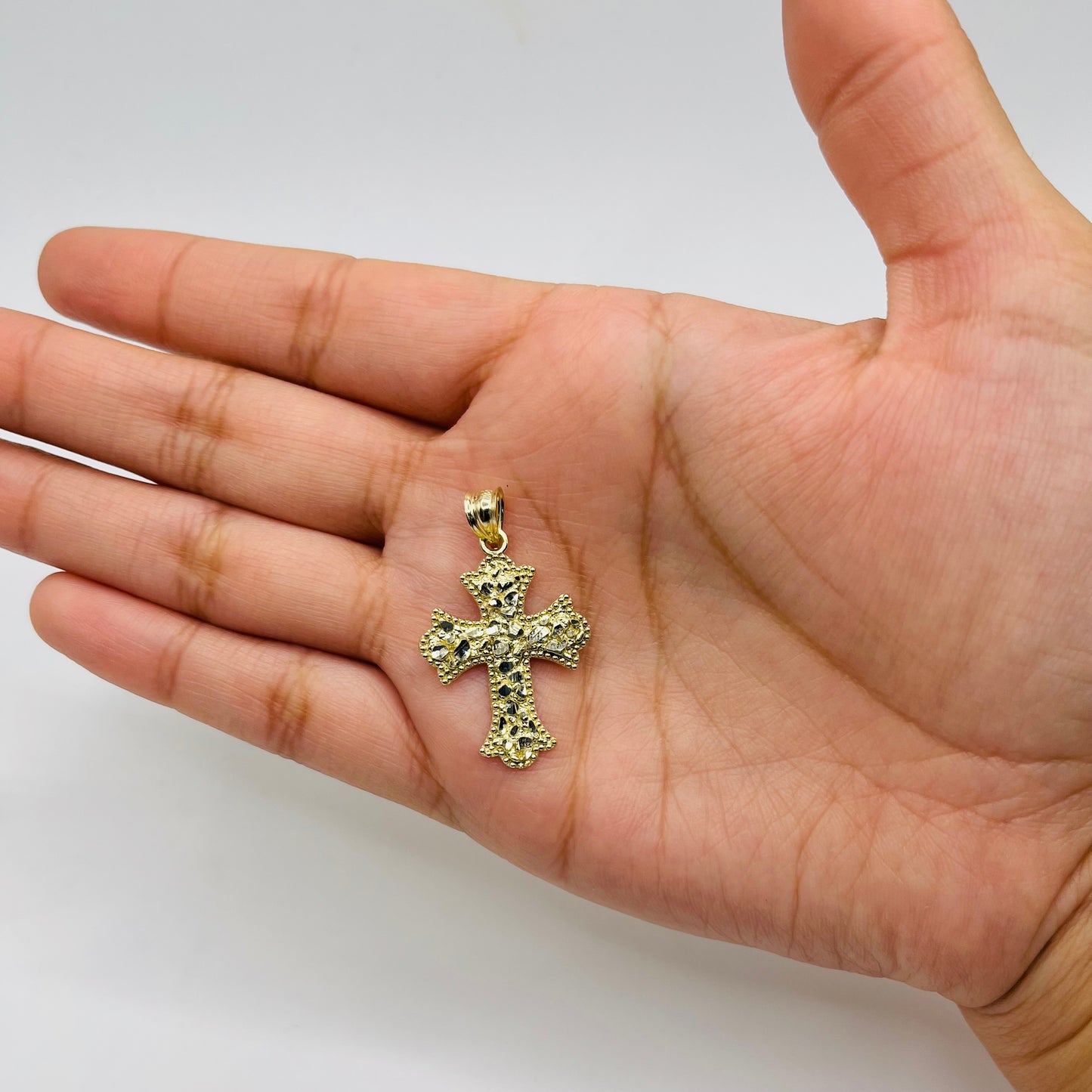 10k Gold Earthborn Nugget Cross Pendant (S)