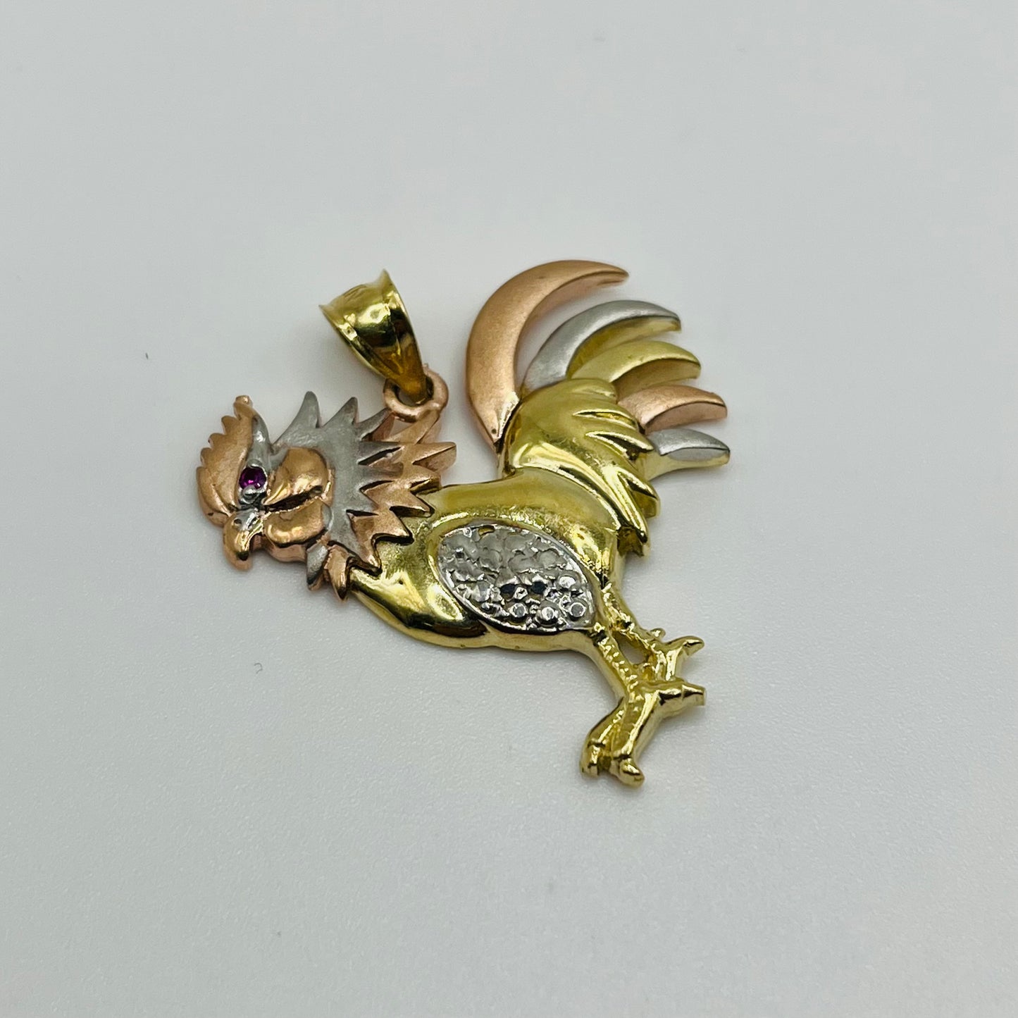 10k Gold Tri- Color Rooster Pendant