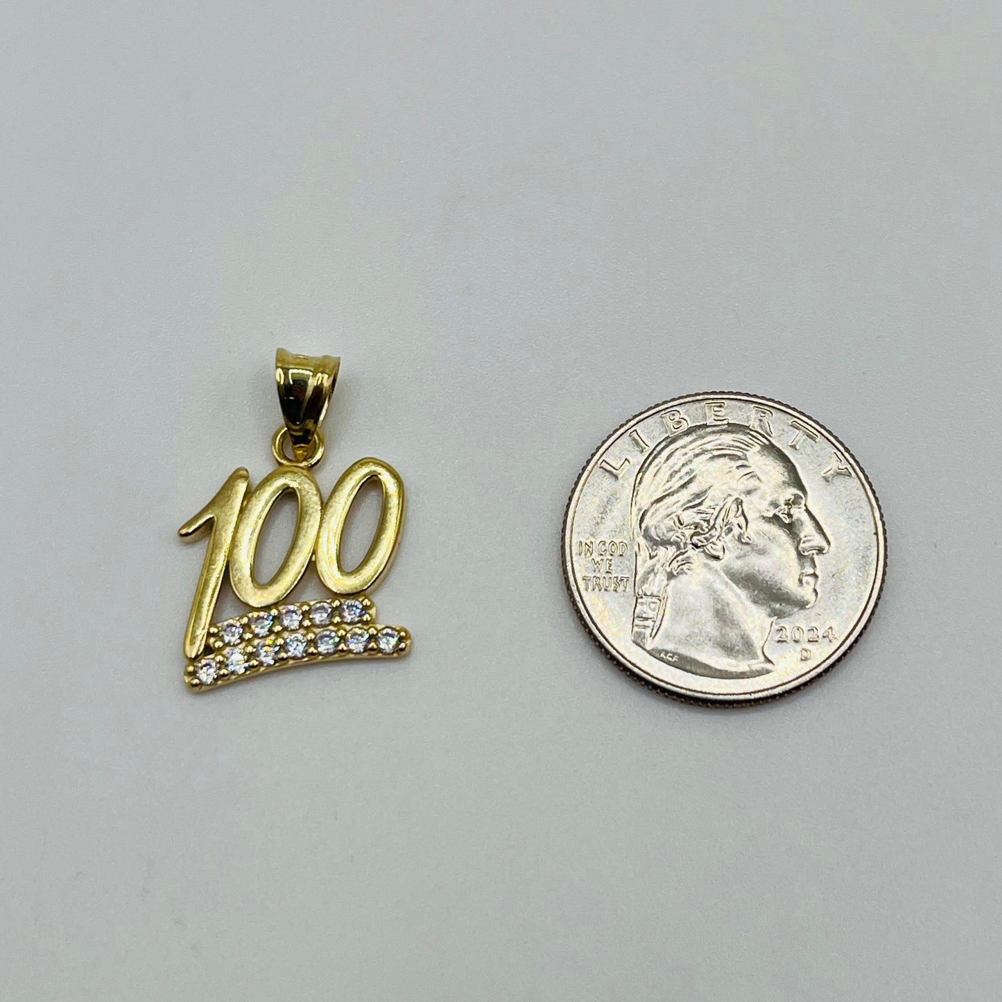 10k Gold CZ Hundo Charm