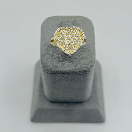 10k Gold Flat Cz White Heart Ring (S)
